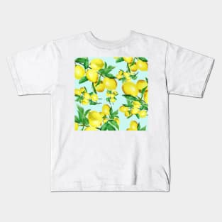 yellow lemon in blue background Kids T-Shirt